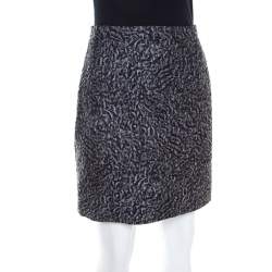 Pre Owned Balenciaga Grey Floral Embossed Jacquard Mini Skirt M