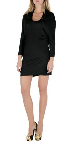 Pre Owned فستان بالنسياغا تريكو مرن رقبة واسعة مجسم قصير أسود M