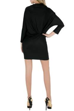 Pre Owned فستان بالنسياغا تريكو مرن رقبة واسعة مجسم قصير أسود M