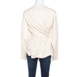 Pre Owned Balenciaga Cream Cotton Wrinkled Detail Sweatshirt M 