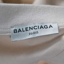 Pre Owned Balenciaga Cream Cotton Wrinkled Detail Sweatshirt M 