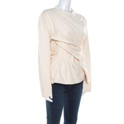 Pre Owned Balenciaga Cream Cotton Wrinkled Detail Sweatshirt M 