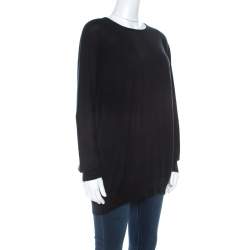 Pre Owned Balenciaga Black Cashmere Raglan Sleeve Long Sleeve Sweatshirt L