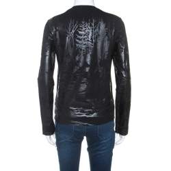 Pre Owned Balenciaga Black Embossed Cotton Long Sleeve Top S