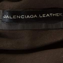 Balenciaga Brown Lamb Leather Elasticized Waist Mini Skirt L
