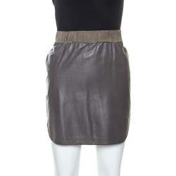 Balenciaga Brown Lamb Leather Elasticized Waist Mini Skirt L