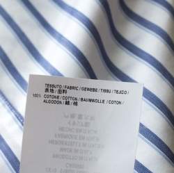Pre Owned Balenciaga Bicolor Striped Cotton T-Shirt Detail Oversized Shirt S