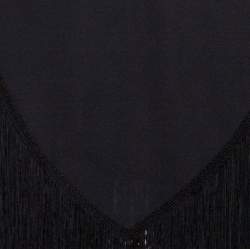 Pre Owned Balenciaga Black Crepe Fringed Poncho L