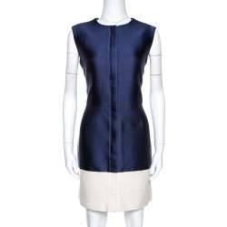 Pre Owned فستان بالنسياغا  حرير و كانفاس بلا أكمام L