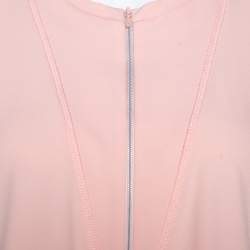 Pre Owned Balenciaga Peach Stretch Crepe Short Sleeve Top L