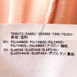 Pre Owned Balenciaga Peach Stretch Crepe Short Sleeve Top L