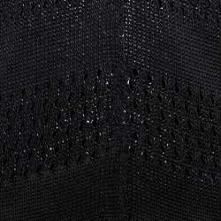 Pre Owned Balenciaga Black Metallic Coated Eyelet Knit Cardigan S