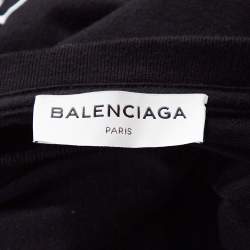 Pre Owned Balenciaga Black Cotton Asymmetric Kimono T Shirt M 