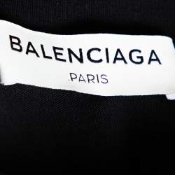 Pre Owned Balenciaga Black Rear Stamp Print Cotton Crew Neck T-Shirt L