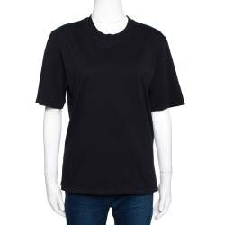Pre Owned Balenciaga Black Rear Stamp Print Cotton Crew Neck T-Shirt L