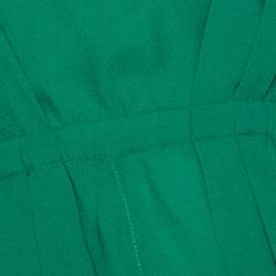 Pre Owned Balenciaga Green Silk Pleated Asymmetrical Blouse M