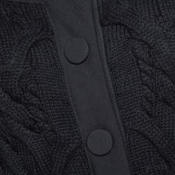 Pre Owned Balenciaga Black Cable Knit Three Quarter Sleeve Cardigan S