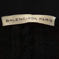 Pre Owned Balenciaga Black Cable Knit Three Quarter Sleeve Cardigan S