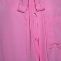 Pre Owned Balenciaga Pink Poplin New Swing Oversized Shirt S