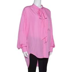 Pre Owned Balenciaga Pink Poplin New Swing Oversized Shirt S