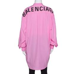 Pre Owned Balenciaga Pink Poplin New Swing Oversized Shirt S