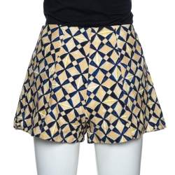 Balenciaga Cream Printed Contrast Waist Band Shorts M