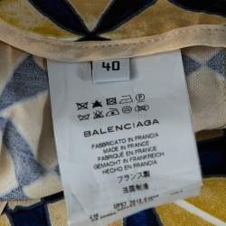 Balenciaga Cream Printed Contrast Waist Band Shorts M