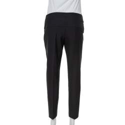 Pre Owned Balenciaga Black Wool Flap Closure Detail Tailored Pants M