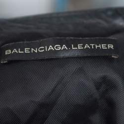 Pre Owned جاكيت بايكر بالنسياغا مزين مبطن جلد أسود مقاس كبير (لارج)