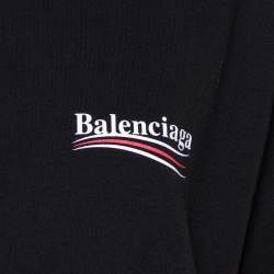 Pre Owned Balenciaga Black Logo Printed Cotton Crewneck Oversized T Shirt S