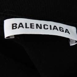 Pre Owned Balenciaga Black Logo Printed Cotton Crewneck Oversized T Shirt S