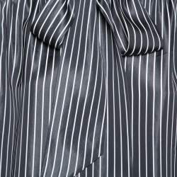 Pre Owned Balenciaga  Black Striped Satin Neck Tie Detail Oversized Shirt S