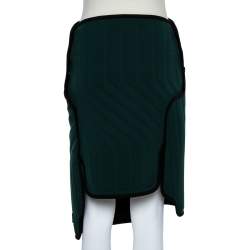 Pre Owned Balenciaga Green Scuba Car-Mat Look Asymmetric Wrap Skirt S