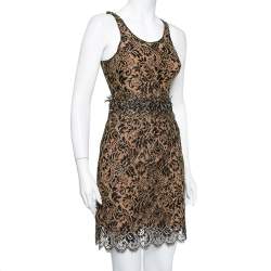 Pre Owned Balenciaga Black & Gold Lace Sleeveless Mini Dress S