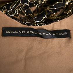 Pre Owned Balenciaga Black & Gold Lace Sleeveless Mini Dress S