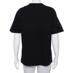 Pre Owned Balenciaga Black Cotton Paris Flag Embroidered Crewneck T-Shirt S