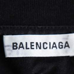 Pre Owned Balenciaga Black Cotton Paris Flag Embroidered Crewneck T-Shirt S