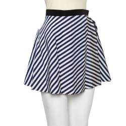 Pre Owned Balenciaga Navy Blue & White Striped Synthetic Shorts M
