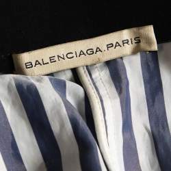 Pre Owned Balenciaga Navy Blue & White Striped Synthetic Shorts M