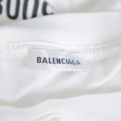 Pre Owned Balenciaga White Cotton New Logo Printed Crewneck T-Shirt M
