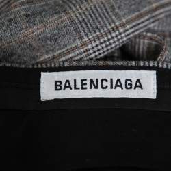 Pre Owned Balenciaga Grey Checkered Wool Trousers S