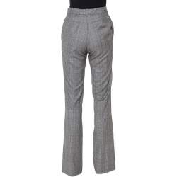 Pre Owned Balenciaga Grey Checkered Wool Trousers S