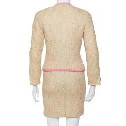 Balenciaga Prelude Vintage Multicolor Tweed Double Breasted Blazer and Mini Skirt Set S