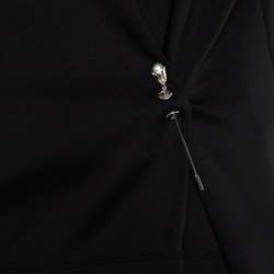 Pre Owned Balenciaga Black Neoprene Pin Detail Asymmetric Draped Top M