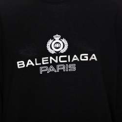 Pre Owned Balenciaga Black Logo Embroidered Wool Sweatshirt M