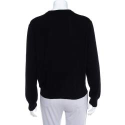 Pre Owned Balenciaga Black Logo Embroidered Wool Sweatshirt M
