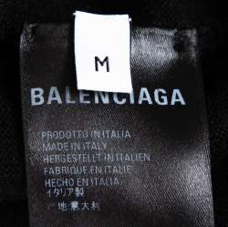 Pre Owned Balenciaga Black Logo Embroidered Wool Sweatshirt M