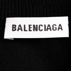 Pre Owned Balenciaga Black Logo Embroidered Wool Sweatshirt M