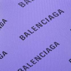 Pre Owned Balenciaga Lavender Rib Knit Long Sleeve Crewneck T-Shirt XL