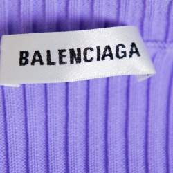 Pre Owned Balenciaga Lavender Rib Knit Long Sleeve Crewneck T-Shirt XL